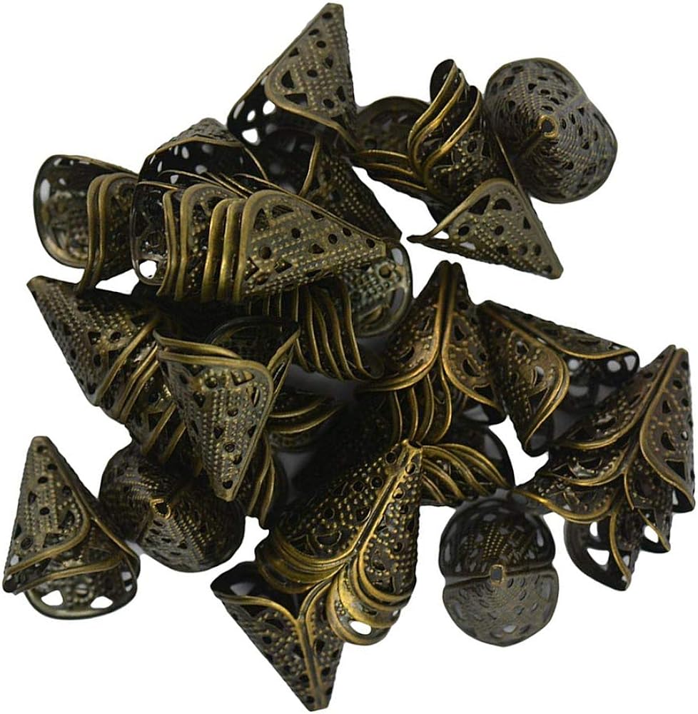 Ogquaton Blumenförmige Perle Filigrane Blumenschale Geformte Perlenkappen Caps DIY Zubehör für Schmuckherstellung Bronze 50 Pcs