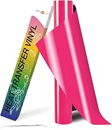 HTVRONT Fluorescent Pink Heat Transfer Vinyl 12in x 8ft PU HTV Roll