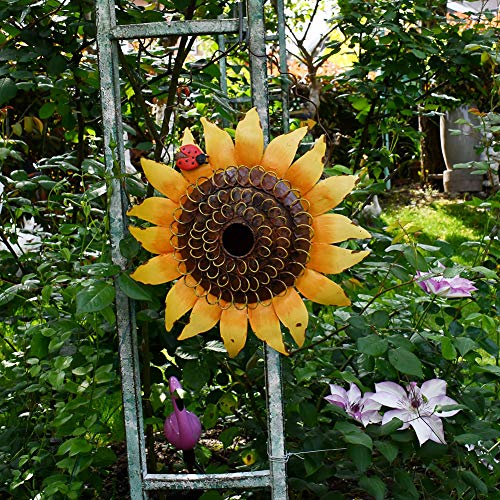 E-view Metal Sunflower Birdhouse Decorative Hand-Painted Hanging Bird House - Thumbnail 4