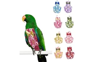 LATIOBRO 8 PCS Floral Parrot Diapers Bird Flight Suit Diaper Reusable Inner Layer Parrot for Parakeet Parrot Mini Macaw