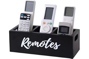 ZBBCTUS Remote Control Holde Wall Mount with Removable Grids，Wooden TV Remote Holder for Coffee Table,Black Remote Control Or