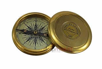 Stanley London Pocket Sundial Compass with Robert Frost Poem Inside