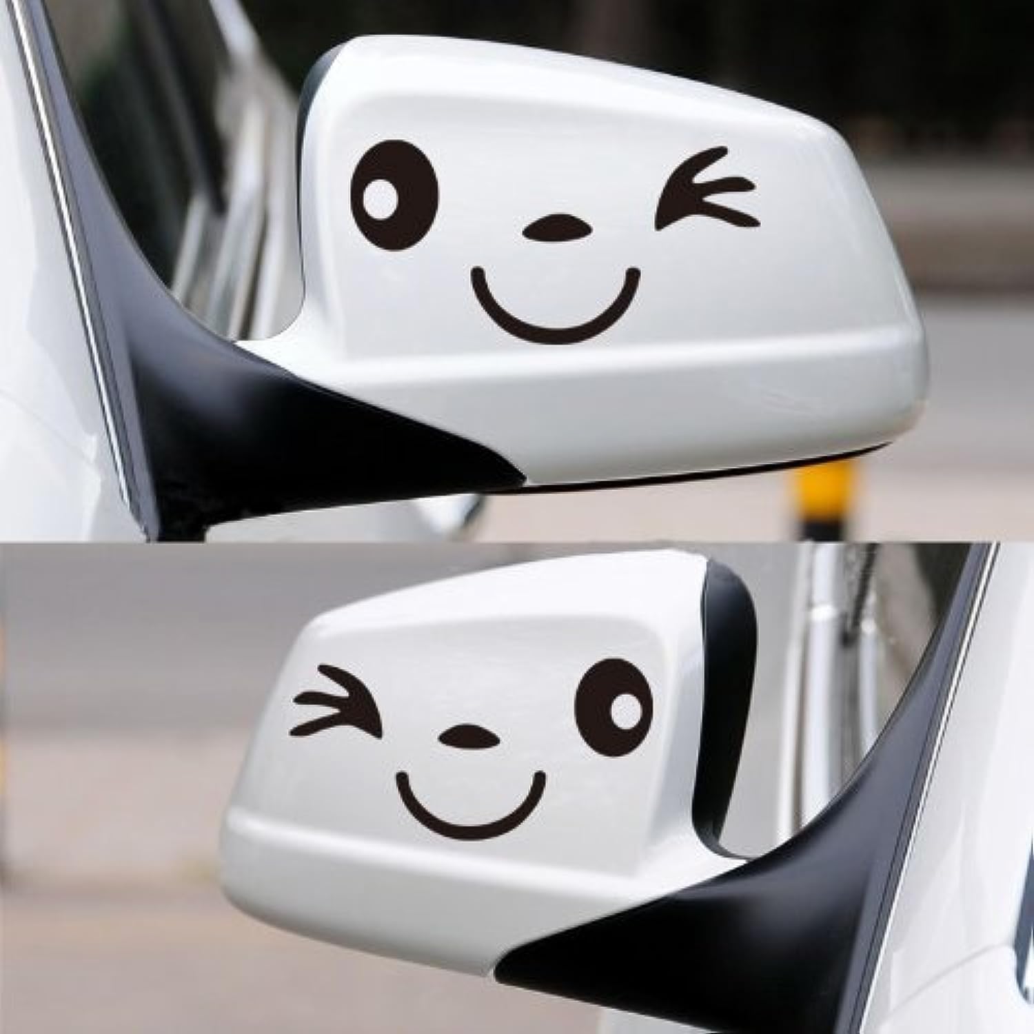 Smiley Face Car Stickers | Funny Winking Face Car Stickers for Car Door Mirror Wing Mirrors | Cute Smile Vinyl Decal Sticker for Side View Mirrors for Car, Van, Bike, Motorcycle