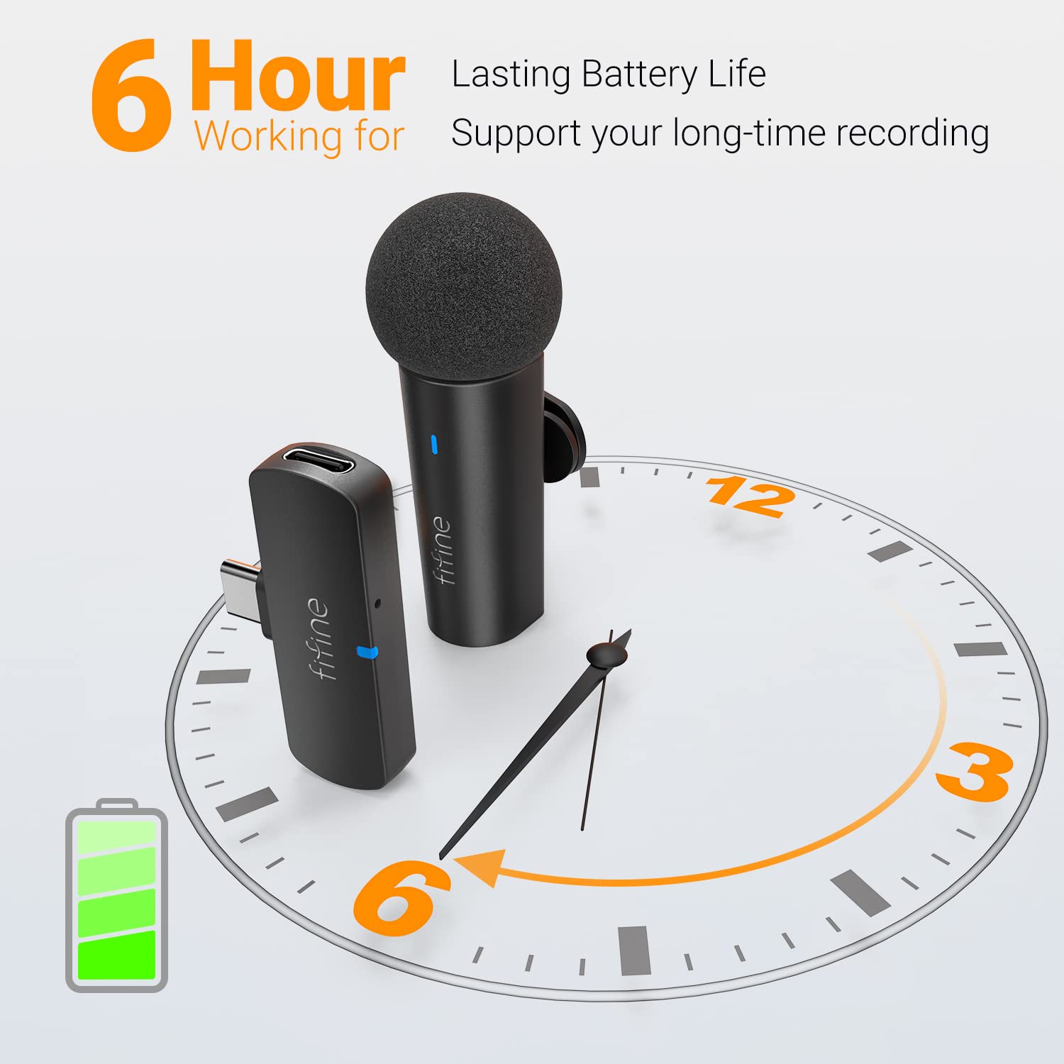 FIFINE Wireless Lavalier Lapel Microphone for iPhone15(USB C)/Android Phone/Tablet, Cordless Condenser Clip-On Microphone, Mini Mic, Type C Receiver for Video, Interview, Vlog, YouTube, Recording-M6