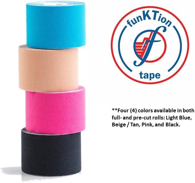 FunKTion tape Latex-Free Water-Resistant Kinesiology Tape Medical-Grade Muscle and Joint Support for Shoulder, Knee, Back, and Foot Pain โ 2โ X 16.4โ Pre-Cut Roll