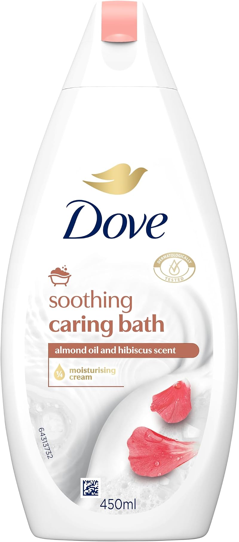 Dove Soothing Caring Bath Soak Almond Cream Hibiscus 450ml w/ Moisturising Cream