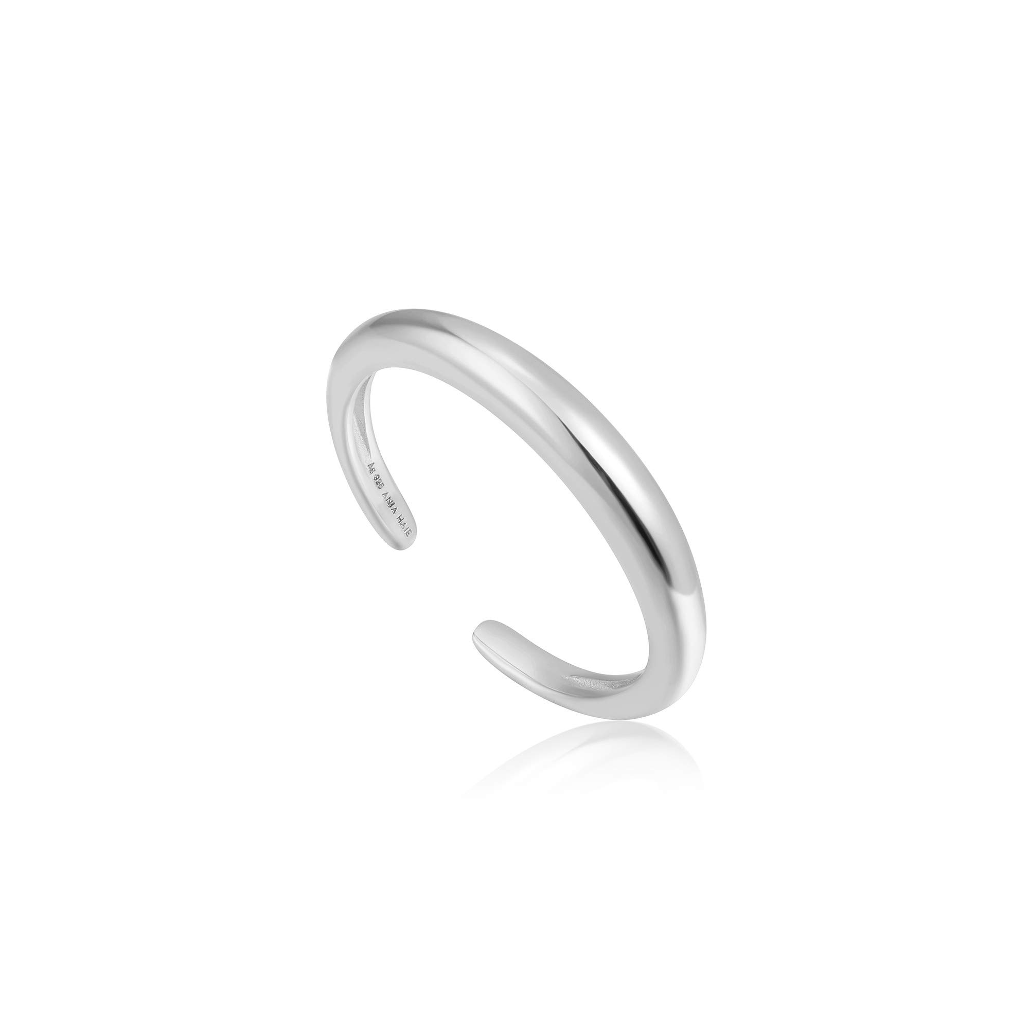 ANIA HAIE 925 Sterling Silver Thin Open Simple Adjustable Stacking Layering Ring for Women & Gift, One Size
