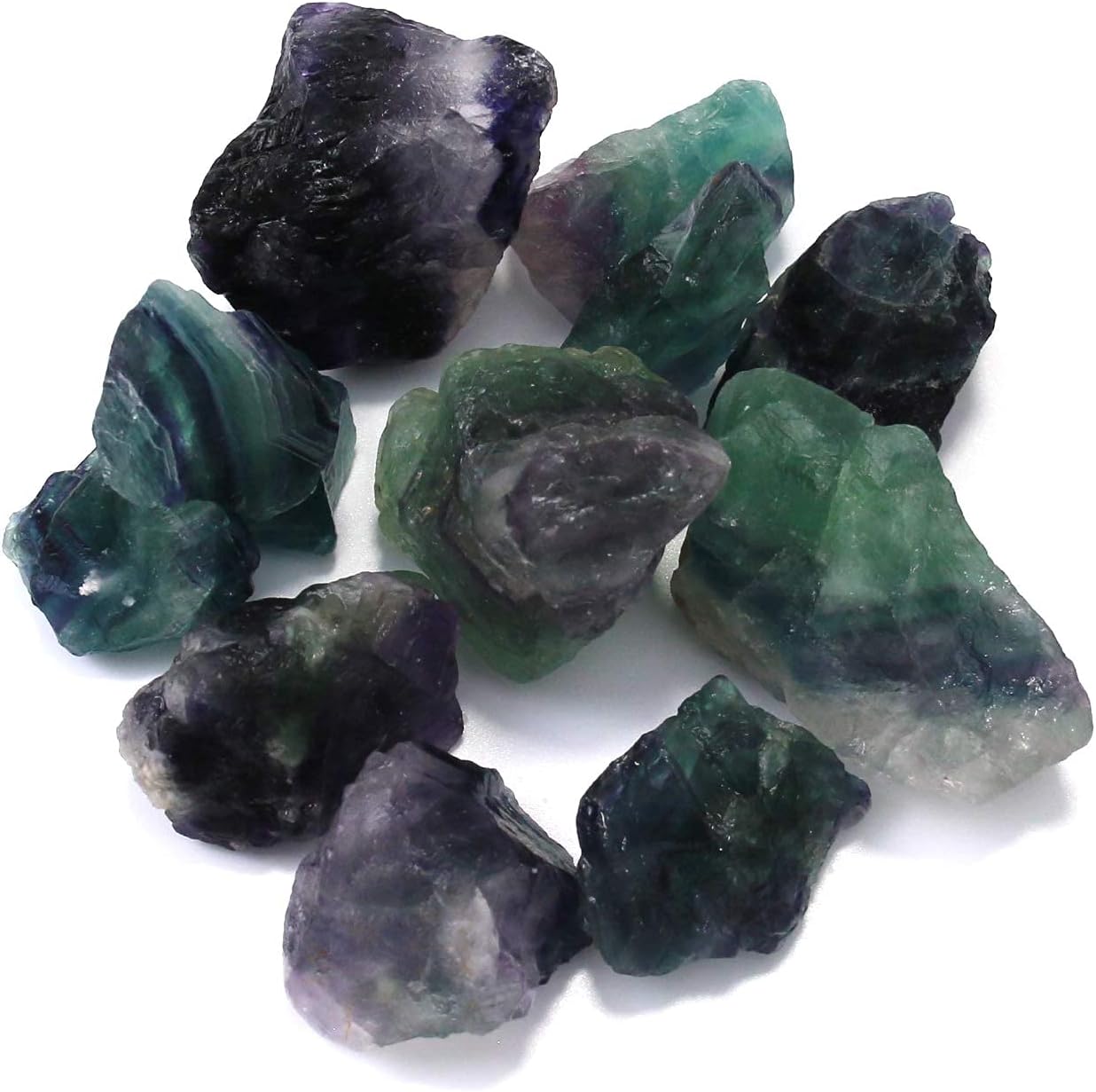 Nvzi Rainbow Fluorite Crystals, Chrysocolla Crystal, Tumbling Rough Rocks, Calcite Crystal, Raw Crystals and Healing Stones, Indoor Fountain Stones & Sea Glass, Reiki Crytsal Healing: Furniture & Decor