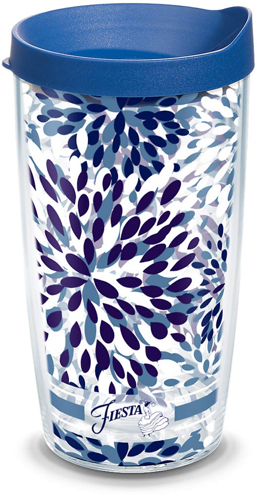 Tervis Fiesta - Lapis Calypso Insulated Tumbler with Wrap and Blue Lid, 16 oz - Tritan, Clear