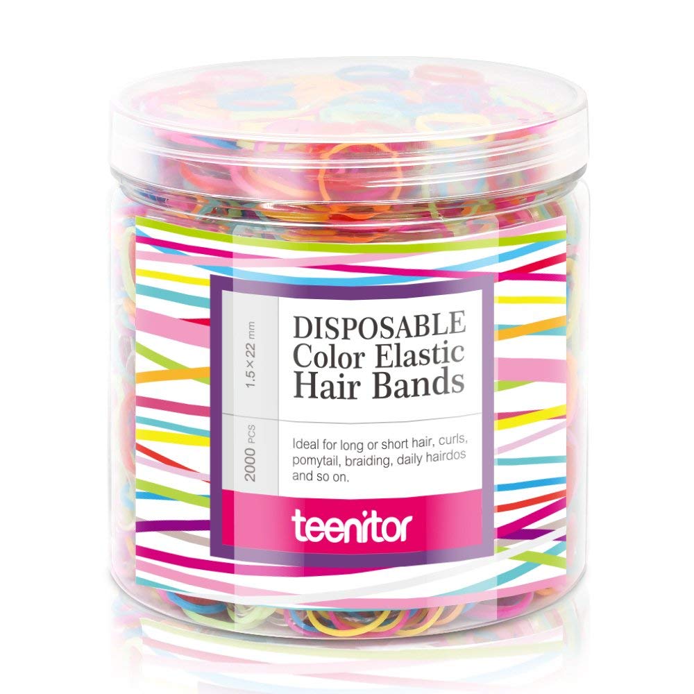 Color Elastic Hair Bands, Teenitor 2000pcs Multi Color Hair Holder Hair Tie Elastic Rubber Bands for Baby Girls : Beauty