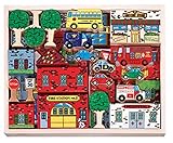 Melissa & Doug Deluxe Wooden 53-Piece Town Blocks Set