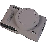 PCTC G7XIII Silicone Case, Soft Silicone Case for Canon Powershot G7X Mark III Digital Camera, G7X Mark III Accessories with Detachable Lens Cover (Grey)