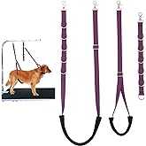 Dog Grooming Belly Straps Belly Band & Loop Extension Set - Adjustable & Comfortable Grooming Tools for Pet Grooming Tables Arms and All Dog Breeds (Purple)