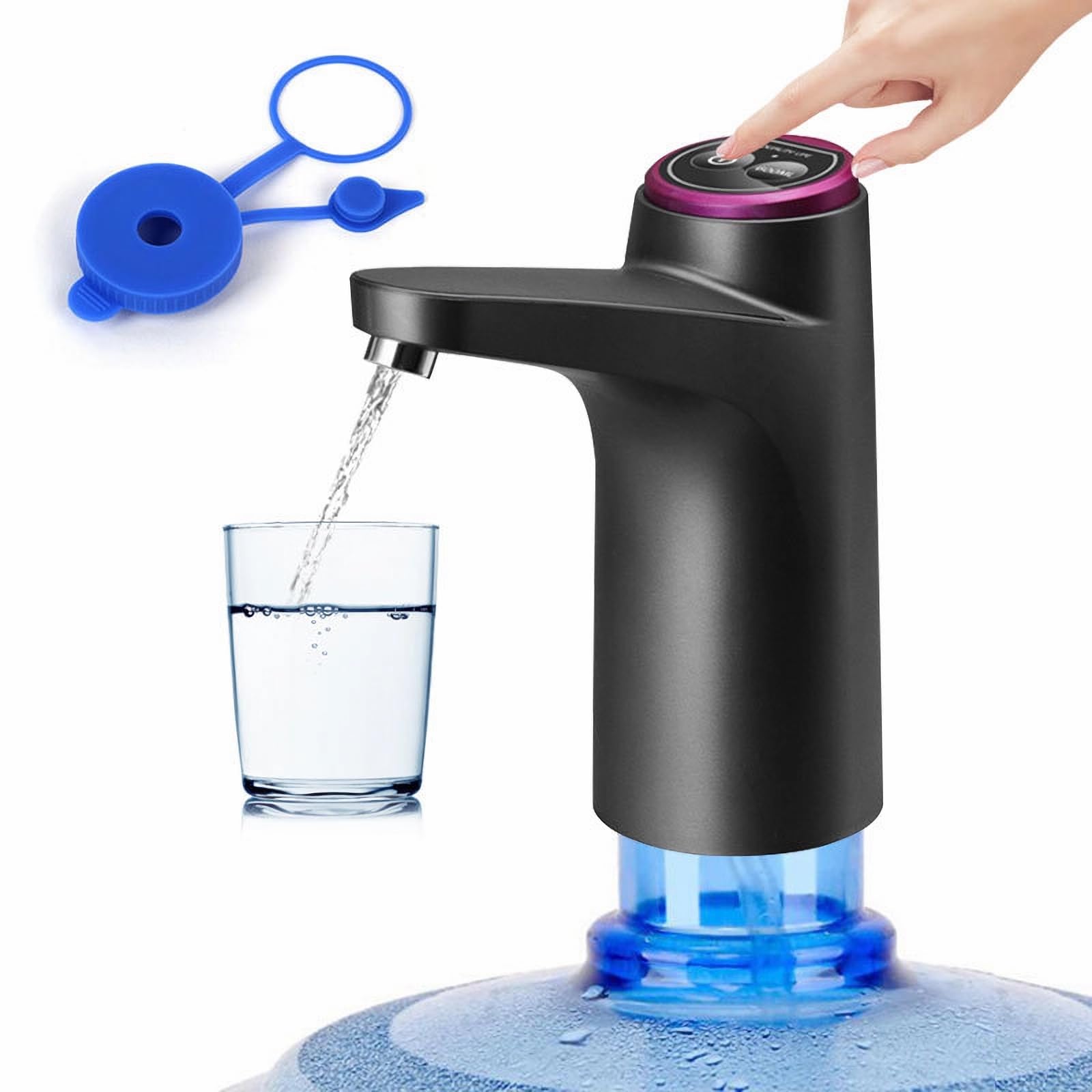 Photo 1 of HiPiCok Water Pump for 5 Gallon Jug, 5 Gallon Water Dispenser, USB Charging Water Dispenser, Electric Water Pump for 3 Gallon Bottle, Black