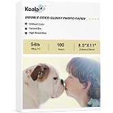 Koala Double Sided Glossy Photo Paper 8.5x11 54LB 100 Sheets Picture Paper | Compatible with Inkjet Printer and Dye Ink for C