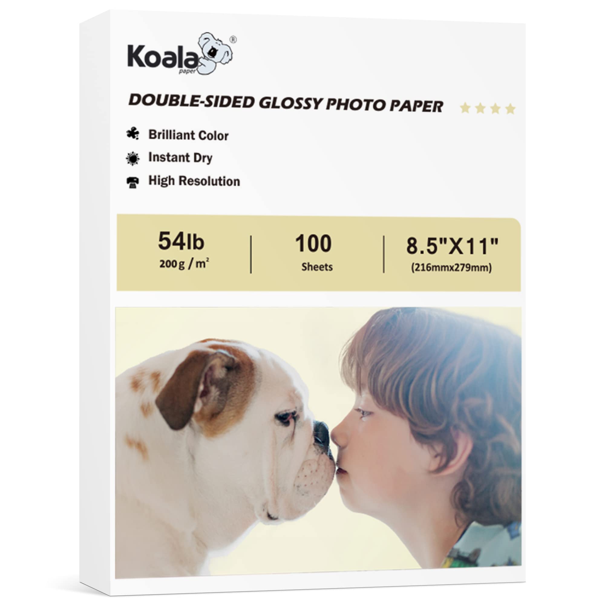 Photo 1 of Koala Double Sided Inkjet Glossy Photo Paper 8.5X11 Inches Thick 54lb 100 Sheets Picture Paper for Inkjet Printer Dye Ink for Calendar Menu Printing 200gsm