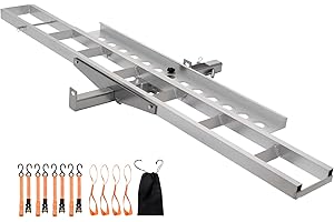 VEVOR Motorcycle Carrier, 400 lbs Capacity, Heavy Duty Aluminum Hitch Mount Rack with 47in Loading Ramp, Straps & Stabilizer,