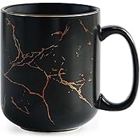 Harebe 22 OZ Extra Large Golden Black Marble Ceramic Coffee Mug with Handle,Oevrsized Hot Tall Latte Mugs,Dishwasher Safe Big