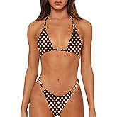 MIKETAI Sexy Bikinis for Women 2 Piece Bikini Spaghetti Strap Swimsuits Solid Color Bathing Swimwear Triangle Bathing Suit