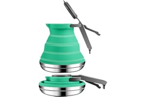 Geiserailie 1.5l Portable Collapsible Kettle Camping Pot Collapsible Tea Kettle for Hiking Travel and Outdoors(Green)