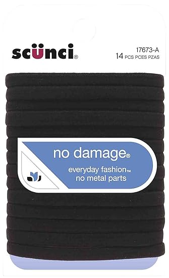 Amazon Com Scunci 1767303a048 Black No Damage Flat Elastic Hair