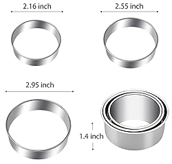 3Pack Round Cookie Biscuit Cutter Set, Stainless