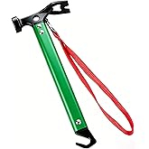 Carbon Steel Aluminum Camping Hammer, 12" Small Lightweight Three-in-One Functional Tent Stake Hammer for Hiking Kit Green