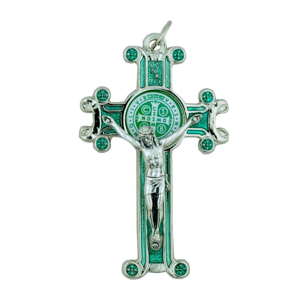 St. Benedict Crucifix with Cord and Booklet (Green)