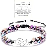 To My Mom-Infinity Forever Love Heart Bracelet,Adjustable Natural Emperor Jasper Stone Beaded Wrap Bracelet