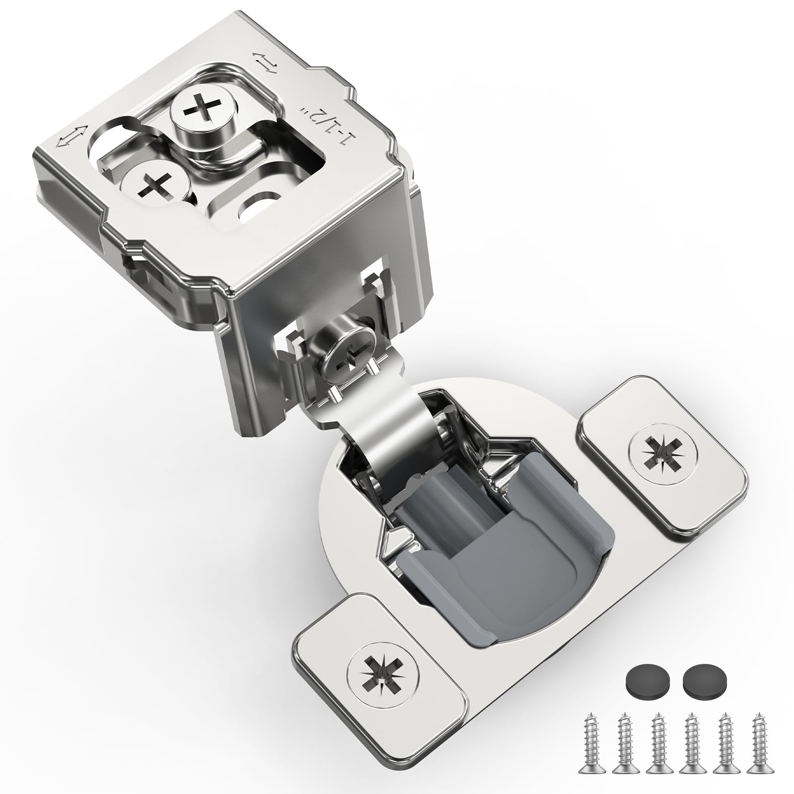 Photo 1 of 10 Pack 1 1/2" Overlay 3D Soft Close Hinges for Face Frame Kitchen Cabinet, 3 Way Adjust, Self Closing Concealed Cabinet Hinges-105 Degree