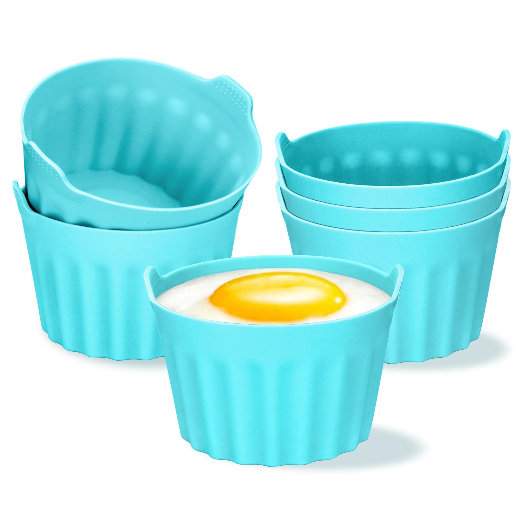 Meetory Ramekins for Air Fryer, 6PCS Silicone Egg Poacher Egg Moulds Air Fryer Accessories for Poached Eggs Muffin Cake for Ninja/Tower/Cosori