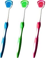 MR LION Tongue Brush Scraper 3 Pack - Fight Bad Breath - Blue Green Red view 1