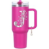 Tswofia Personalized 40 oz Monogrammed Tumbler with Handle & Flip Straw, 100% Leak Proof stainless steel Insulated Tumbler, Customized Initial Funny Gifts for Women Mom Sisters Coworker, J