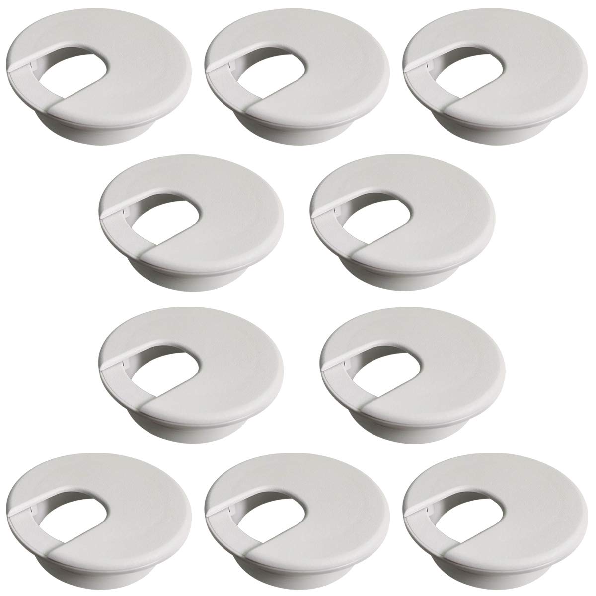 Desk Grommet Plastic Desk Hole Covers 2 Inch White Grommets Table Grommet Cap，Used for Wire and Cable Finishing on Office Computer Desk (Pack of 10)