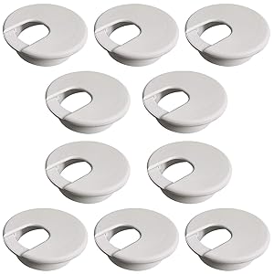 Desk Grommet Plastic Desk Hole Covers 2 Inch White Grommets Table Grommet Cap，Used for Wire and Cable Finishing on Office Computer Desk (Pack of 10)