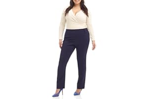 Rekucci Curvy Woman Ease into Comfort Plus Size Straight Pant w/Tummy Control