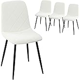 HOMCOM Dining Chairs Set of 4, Upholstered Kitchen Chair with Metal Legs, Modern Dining Room Chairs for Kitchen, Cream White