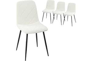 HOMCOM Dining Chairs Set of 4, Upholstered Kitchen Chair with Metal Legs, Modern Dining Room Chairs for Kitchen, Cream White