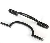 White Hinge 2x Black Cast Iron 6 inch 150mm Door Gate Pull Handles view 9