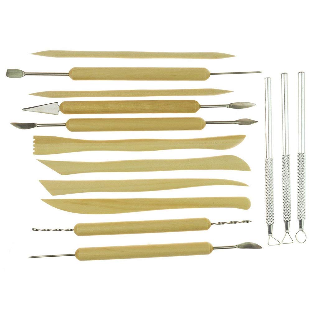 Carving Tool Kit, Sculpture Ceramic Tools Kit Wood Clay Modeling Carving Tool Kit - 14 Pieces with Case