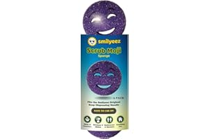 The Original Scrub Moji Scrubbing Sponge by Smilyeez (Set of 3) - Purple - Temperature-Responsive Polymer Foam, Stain and Odor Resistant, Ideal for Kitchen and Bathroom Cleaning