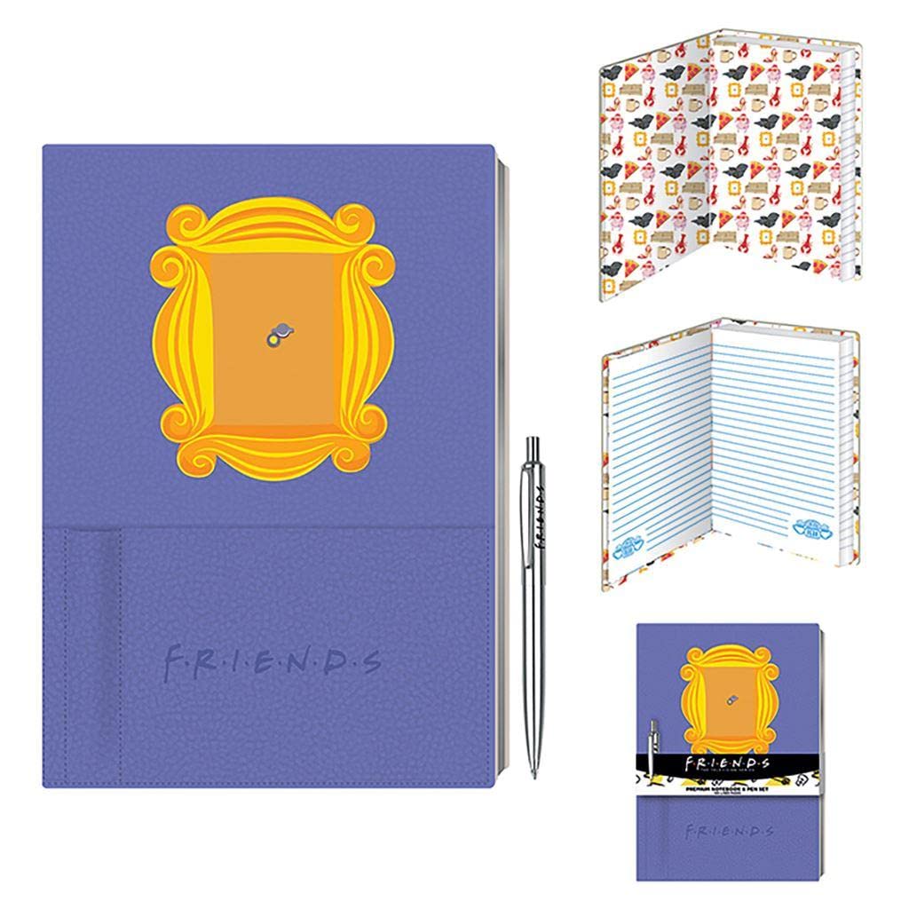Friends Notebook and Pen Set with A5 Faux Leather Notebook and Pen, 15x21cm - Official Merchandise