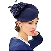 Vintage Women's Fascinators Wool Felt Pillbox Hat Ladies Hats for Church Derby Party Wedding Teardrop Hat Flower Fedoras