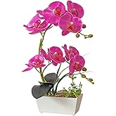 NMAIYA Purple Orchid Artificial Flowers Indoor Large Faux Orchids in Pot Phalaenopsis Flowers Arrangement Fake Flowers Dining Table Decor Centerpiece Bathroom Plants Home Decoration