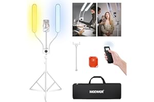 NEEWER Esthetician Light with Phone Holder & Travel Bag Kit, Support 2.4G/PC/MAC Control & Separate Control of 2 LED Light Heads, CRI98+ Bi Color Stepless Dimmable Tattoo Lighting Lash Lamp, BH40B