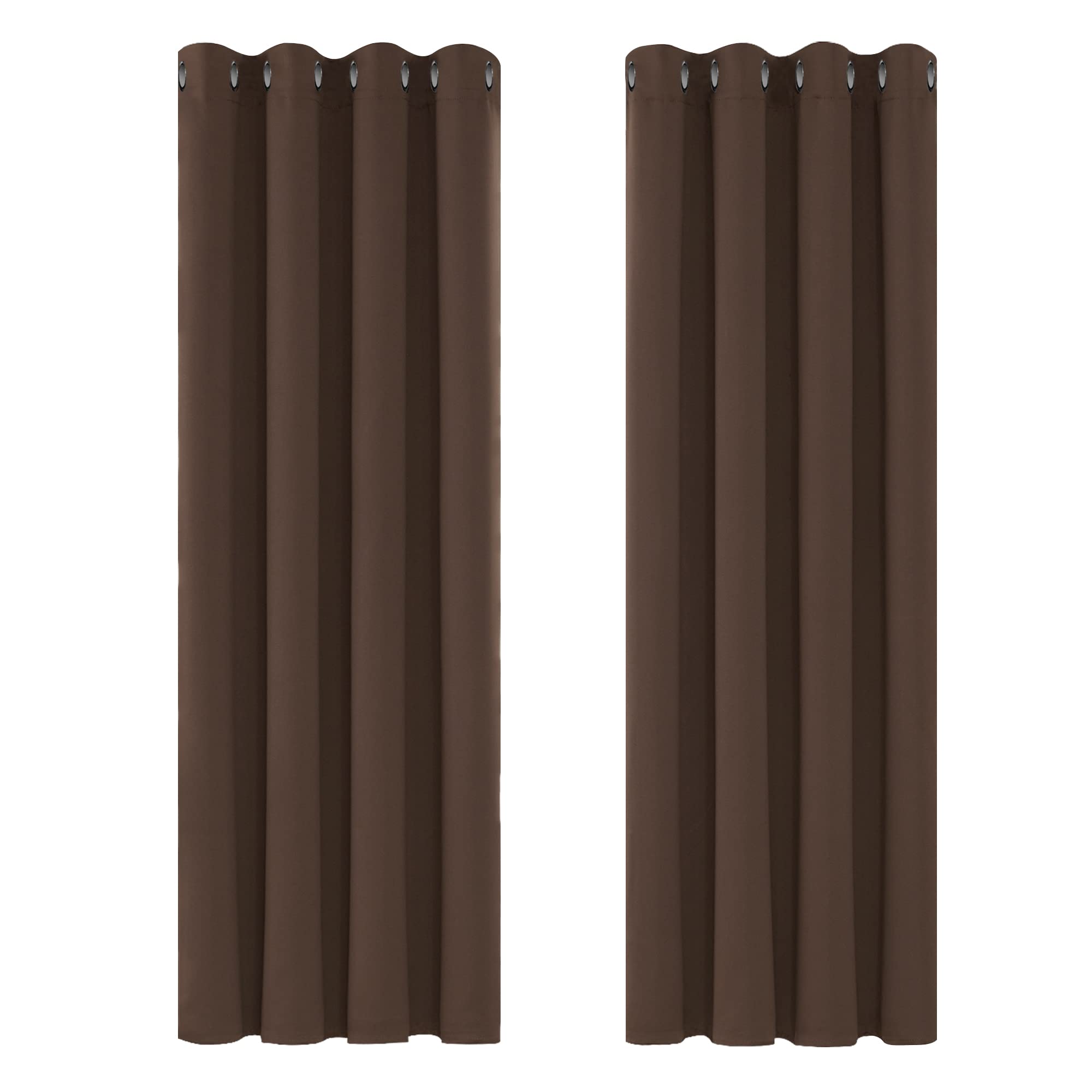 Deconovo Window Treatment Super Soft Blackout Curtains Thermal Insulated Eyelet Curtains for Bedroom Dark Mocha 46x63 Inch 2 Panels