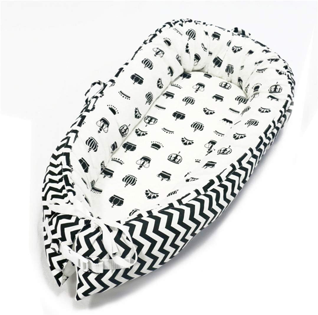 Hayisugar Baby Nest Sleeping Crib Soft Baby Bed Travel Bassinet Nest Infants Newborn Lounger Breathable Portable,Sleeping Pod, Sleep Bed, Removable Cover, Black Crown