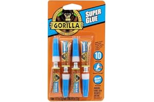 Gorilla Super Glue, Clear Glue, Four 3 Gram Tubes (Pack of 1) - All Purpose and Fast Setting for Projects and Repairs