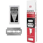Feather Double Edge Safety Razor Blades - (50 Count) - Platinum Coated Hi-Stainless Steel Razor Blades - Fits Most Safety Razors - Super Sharp for Close Shaves - Made in Japan