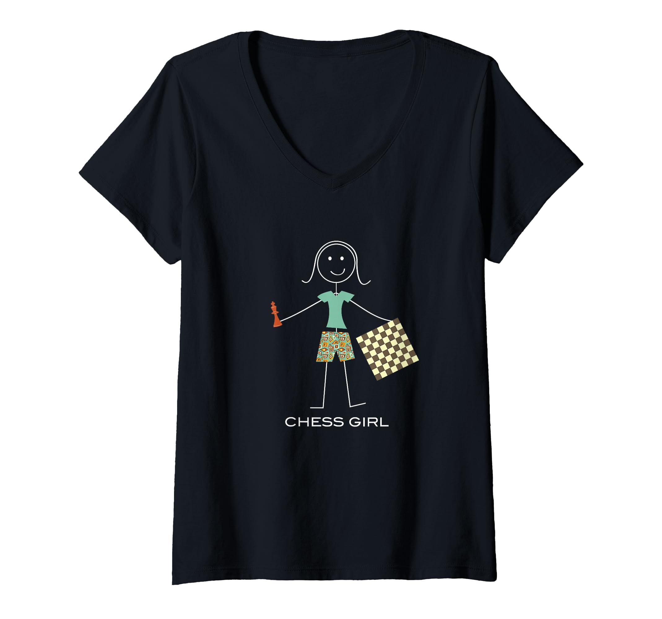 Women's Funny Womens Chess Girl Chess Player V-Neck T-Shirt